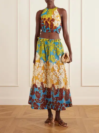 ALÉMAIS Splice Cropped Floral-print Cotton And Silk-blend Top | Thumbnail 2 ALÉMAIS Splice Cropped Floral-print Cotton And Silk-blend Top | Thumbnail 2