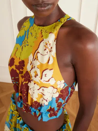 ALÉMAIS Splice Cropped Floral-print Cotton And Silk-blend Top | Thumbnail 4 ALÉMAIS Splice Cropped Floral-print Cotton And Silk-blend Top | Thumbnail 4