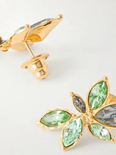 Oscar de la Renta Navette Crystal-embellished Gold-tone Clip Earrings | Thumbnail 3 Oscar de la Renta Navette Crystal-embellished Gold-tone Clip Earrings | Thumbnail 3