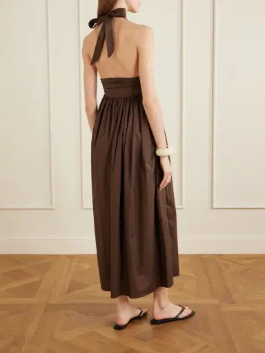 Matteau Gathered Organic Cotton-poplin Halterneck Maxi Dress | Thumbnail 3 Matteau Gathered Organic Cotton-poplin Halterneck Maxi Dress | Thumbnail 3