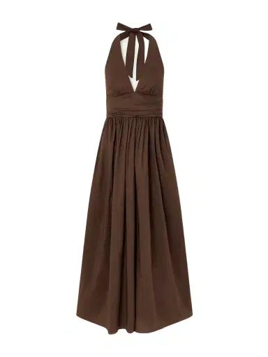 Matteau Gathered Organic Cotton-poplin Halterneck Maxi Dress | Thumbnail 1 Matteau Gathered Organic Cotton-poplin Halterneck Maxi Dress | Thumbnail 1