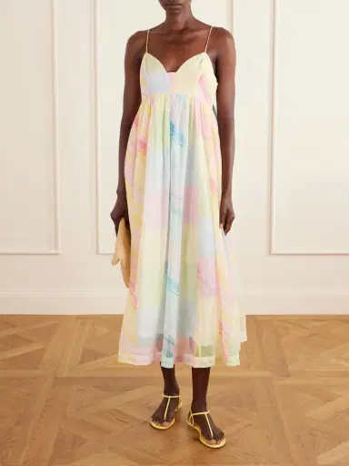 Eka Yuru Printed Handwoven Cotton-kota Midi Dress | Thumbnail 2 Eka Yuru Printed Handwoven Cotton-kota Midi Dress | Thumbnail 2