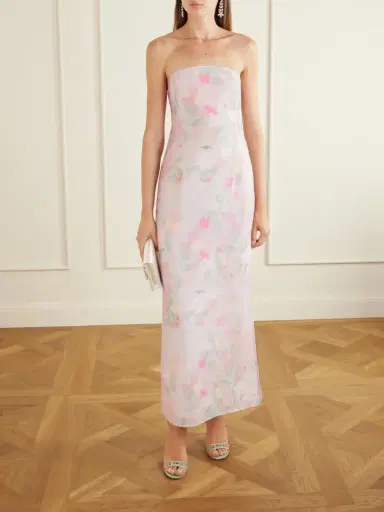 BERNADETTE Elora Strapless Floral-print Tencel™-blend Organza Maxi Dress | Thumbnail 2 BERNADETTE Elora Strapless Floral-print Tencel™-blend Organza Maxi Dress | Thumbnail 2