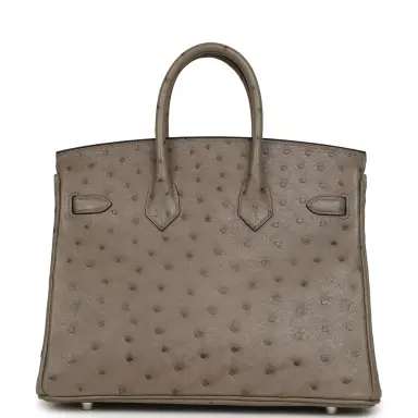 HERMÈS Hermes Birkin 25 Mousse Ostrich Boreal Palladium Hardware | Thumbnail 4 HERMÈS Hermes Birkin 25 Mousse Ostrich Boreal Palladium Hardware | Thumbnail 4