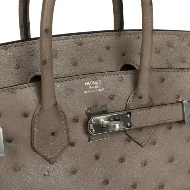 HERMÈS Hermes Birkin 25 Mousse Ostrich Boreal Palladium Hardware | Thumbnail 7 HERMÈS Hermes Birkin 25 Mousse Ostrich Boreal Palladium Hardware | Thumbnail 7