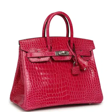 HERMÈS Hermes Birkin 25 Rose Mexico Shiny Porosus Crocodile Palladium Hardware | Thumbnail 2 HERMÈS Hermes Birkin 25 Rose Mexico Shiny Porosus Crocodile Palladium Hardware | Thumbnail 2