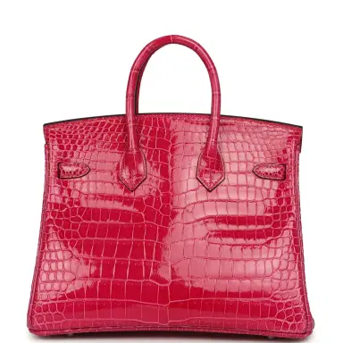 HERMÈS Hermes Birkin 25 Rose Mexico Shiny Porosus Crocodile Palladium Hardware | Thumbnail 4 HERMÈS Hermes Birkin 25 Rose Mexico Shiny Porosus Crocodile Palladium Hardware | Thumbnail 4