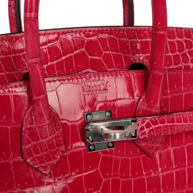 HERMÈS Hermes Birkin 25 Rose Mexico Shiny Porosus Crocodile Palladium Hardware | Thumbnail 7 HERMÈS Hermes Birkin 25 Rose Mexico Shiny Porosus Crocodile Palladium Hardware | Thumbnail 7