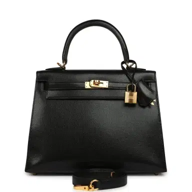 HERMÈS Hermes Kelly Sellier 25 Black Chevre Chamkila Gold Hardware | Thumbnail 1 HERMÈS Hermes Kelly Sellier 25 Black Chevre Chamkila Gold Hardware | Thumbnail 1