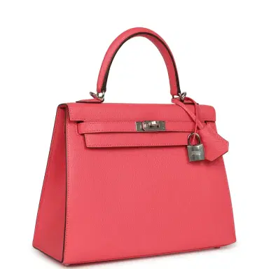 HERMÈS Hermes Kelly Sellier 25 Rose Lipstick Chevre Mysore Palladium Hardware | Thumbnail 2 HERMÈS Hermes Kelly Sellier 25 Rose Lipstick Chevre Mysore Palladium Hardware | Thumbnail 2