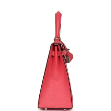 HERMÈS Hermes Kelly Sellier 25 Rose Lipstick Chevre Mysore Palladium Hardware | Thumbnail 3 HERMÈS Hermes Kelly Sellier 25 Rose Lipstick Chevre Mysore Palladium Hardware | Thumbnail 3