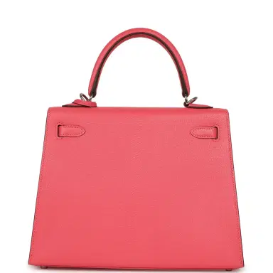 HERMÈS Hermes Kelly Sellier 25 Rose Lipstick Chevre Mysore Palladium Hardware | Thumbnail 4 HERMÈS Hermes Kelly Sellier 25 Rose Lipstick Chevre Mysore Palladium Hardware | Thumbnail 4