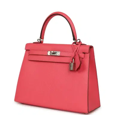 HERMÈS Hermes Kelly Sellier 25 Rose Lipstick Chevre Mysore Palladium Hardware | Thumbnail 5 HERMÈS Hermes Kelly Sellier 25 Rose Lipstick Chevre Mysore Palladium Hardware | Thumbnail 5