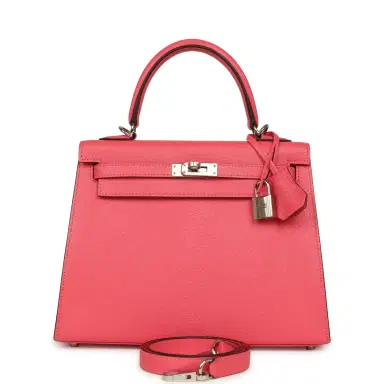 HERMÈS Hermes Kelly Sellier 25 Rose Lipstick Chevre Mysore Palladium Hardware | Thumbnail 1 HERMÈS Hermes Kelly Sellier 25 Rose Lipstick Chevre Mysore Palladium Hardware | Thumbnail 1