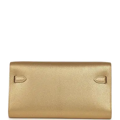 HERMÈS Hermes Kelly Wallet To Go Dore Chevre Chamkilight Permabrass Hardware | Thumbnail 4 HERMÈS Hermes Kelly Wallet To Go Dore Chevre Chamkilight Permabrass Hardware | Thumbnail 4