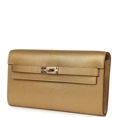 HERMÈS Hermes Kelly Wallet To Go Dore Chevre Chamkilight Permabrass Hardware | Thumbnail 6 HERMÈS Hermes Kelly Wallet To Go Dore Chevre Chamkilight Permabrass Hardware | Thumbnail 6