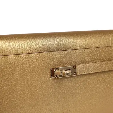 HERMÈS Hermes Kelly Wallet To Go Dore Chevre Chamkilight Permabrass Hardware | Thumbnail 7 HERMÈS Hermes Kelly Wallet To Go Dore Chevre Chamkilight Permabrass Hardware | Thumbnail 7