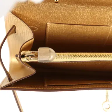 HERMÈS Hermes Kelly Wallet To Go Dore Chevre Chamkilight Permabrass Hardware | Thumbnail 9 HERMÈS Hermes Kelly Wallet To Go Dore Chevre Chamkilight Permabrass Hardware | Thumbnail 9