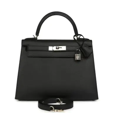 HERMÈS Pre-owned Hermes Kelly Sellier 28 Black Epsom Palladium Hardware | Thumbnail 1 HERMÈS Pre-owned Hermes Kelly Sellier 28 Black Epsom Palladium Hardware | Thumbnail 1