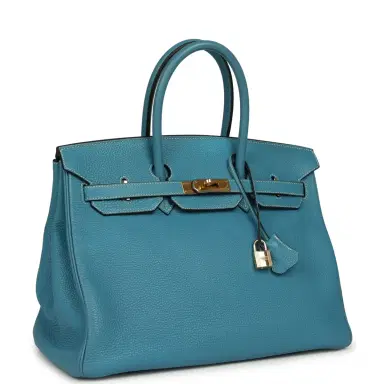 HERMÈS Vintage Hermes Birkin 35 Blue Jean Togo Gold Hardware | Thumbnail 2 HERMÈS Vintage Hermes Birkin 35 Blue Jean Togo Gold Hardware | Thumbnail 2