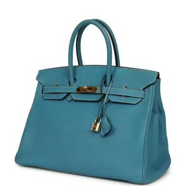HERMÈS Vintage Hermes Birkin 35 Blue Jean Togo Gold Hardware | Thumbnail 3 HERMÈS Vintage Hermes Birkin 35 Blue Jean Togo Gold Hardware | Thumbnail 3