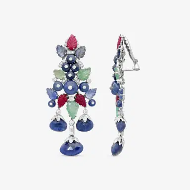 GOSHWARA Goshwara G-One 18K White Gold Diamond & Previous Stones Drop Earrings by The Solist | Thumbnail 3 GOSHWARA Goshwara G-One 18K White Gold Diamond & Previous Stones Drop Earrings by The Solist | Thumbnail 3