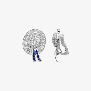 GOSHWARA Goshwara G-One Platinum & Sapphire Diamond Hat Shaped Clip Earrings by The Solist | Thumbnail 3 GOSHWARA Goshwara G-One Platinum & Sapphire Diamond Hat Shaped Clip Earrings by The Solist | Thumbnail 3