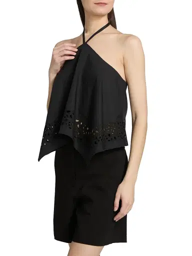 A.L.C. Women's Aleia Eyelet-Trimmed Cotton Halterneck Top - Black - Size XL | Thumbnail 4 A.L.C. Women's Aleia Eyelet-Trimmed Cotton Halterneck Top - Black - Size XL | Thumbnail 4