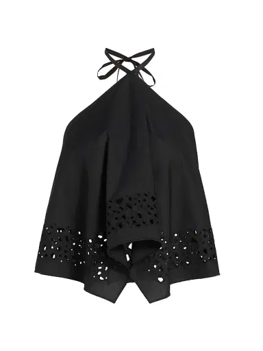 A.L.C. Women's Aleia Eyelet-Trimmed Cotton Halterneck Top - Black - Size XL | Thumbnail 1 A.L.C. Women's Aleia Eyelet-Trimmed Cotton Halterneck Top - Black - Size XL | Thumbnail 1