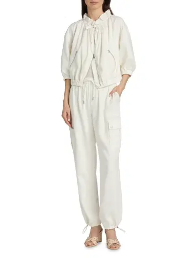 Cinq à Sept Women's Kaylie Linen-Cotton Zip-Front Crop Jacket | Thumbnail 2 Cinq à Sept Women's Kaylie Linen-Cotton Zip-Front Crop Jacket | Thumbnail 2