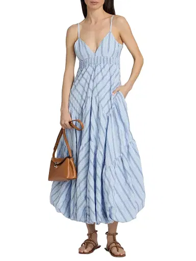 Cinq à Sept Women's Evory Striped Cotton-Blend Midi-Dress - Blue Multi | Thumbnail 2 Cinq à Sept Women's Evory Striped Cotton-Blend Midi-Dress - Blue Multi | Thumbnail 2
