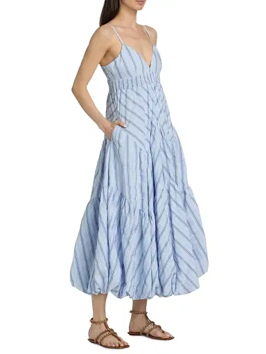 Cinq à Sept Women's Evory Striped Cotton-Blend Midi-Dress - Blue Multi | Thumbnail 4 Cinq à Sept Women's Evory Striped Cotton-Blend Midi-Dress - Blue Multi | Thumbnail 4