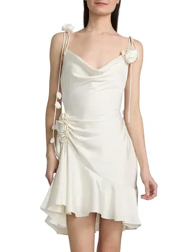 Cinq à Sept Women's Ganessa Floral Appliqué Satin Minidress - | Thumbnail 3 Cinq à Sept Women's Ganessa Floral Appliqué Satin Minidress - | Thumbnail 3