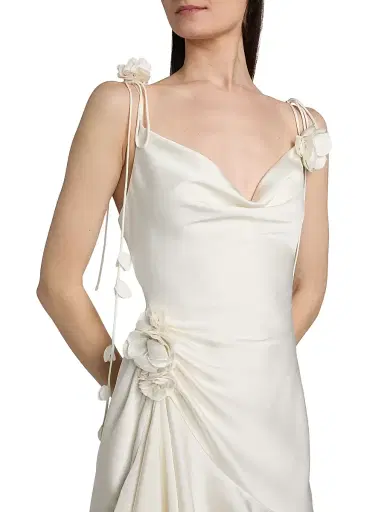 Cinq à Sept Women's Ganessa Floral Appliqué Satin Minidress - | Thumbnail 6 Cinq à Sept Women's Ganessa Floral Appliqué Satin Minidress - | Thumbnail 6