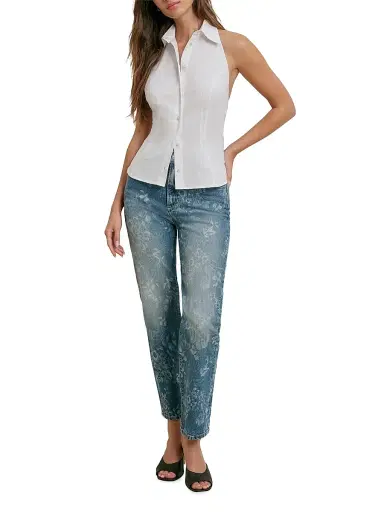Favorite Daughter Women's The Valentina Floral High-Rise Straight-Leg Jeans - Hilo - Size 32 | Thumbnail 2 Favorite Daughter Women's The Valentina Floral High-Rise Straight-Leg Jeans - Hilo - Size 32 | Thumbnail 2