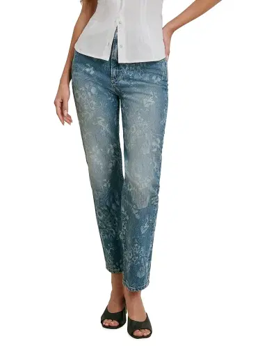 Favorite Daughter Women's The Valentina Floral High-Rise Straight-Leg Jeans - Hilo - Size 32 | Thumbnail 4 Favorite Daughter Women's The Valentina Floral High-Rise Straight-Leg Jeans - Hilo - Size 32 | Thumbnail 4