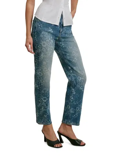Favorite Daughter Women's The Valentina Floral High-Rise Straight-Leg Jeans - Hilo - Size 32 | Thumbnail 5 Favorite Daughter Women's The Valentina Floral High-Rise Straight-Leg Jeans - Hilo - Size 32 | Thumbnail 5