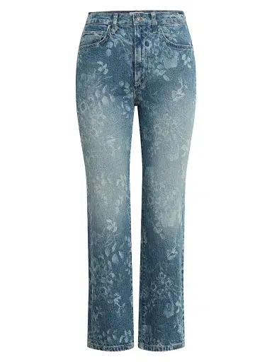 Favorite Daughter Women's The Valentina Floral High-Rise Straight-Leg Jeans - Hilo - Size 32 | Thumbnail 1 Favorite Daughter Women's The Valentina Floral High-Rise Straight-Leg Jeans - Hilo - Size 32 | Thumbnail 1