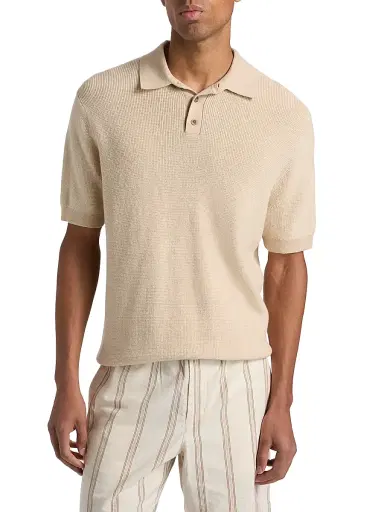 Vince Men's Colorblocked Feed-Stripe Cotton-Cashmere Polo Shirt | Thumbnail 3 Vince Men's Colorblocked Feed-Stripe Cotton-Cashmere Polo Shirt | Thumbnail 3