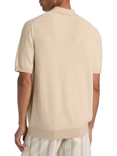 Vince Men's Colorblocked Feed-Stripe Cotton-Cashmere Polo Shirt | Thumbnail 5 Vince Men's Colorblocked Feed-Stripe Cotton-Cashmere Polo Shirt | Thumbnail 5