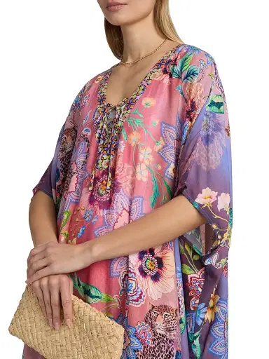Johnny Was Women's The Short Lilliana Print Caftan Dress - Lilliana - Size Small | Thumbnail 5 Johnny Was Women's The Short Lilliana Print Caftan Dress - Lilliana - Size Small | Thumbnail 5