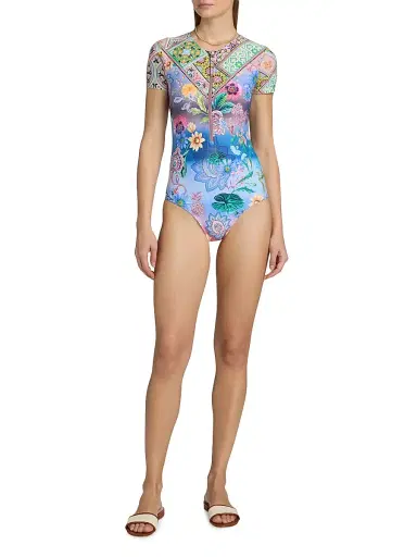 Johnny Was Women's Lilliana Print Rashguard One-Piece Swimsuit - Lilliana - Size Large | Thumbnail 2 Johnny Was Women's Lilliana Print Rashguard One-Piece Swimsuit - Lilliana - Size Large | Thumbnail 2