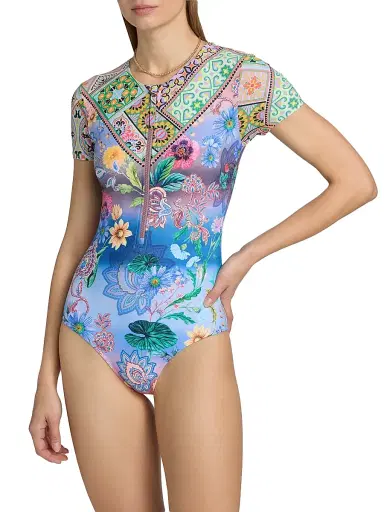 Johnny Was Women's Lilliana Print Rashguard One-Piece Swimsuit - Lilliana - Size Large | Thumbnail 3 Johnny Was Women's Lilliana Print Rashguard One-Piece Swimsuit - Lilliana - Size Large | Thumbnail 3