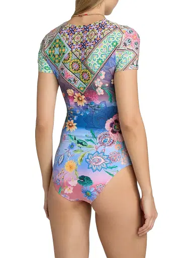 Johnny Was Women's Lilliana Print Rashguard One-Piece Swimsuit - Lilliana - Size Large | Thumbnail 4 Johnny Was Women's Lilliana Print Rashguard One-Piece Swimsuit - Lilliana - Size Large | Thumbnail 4