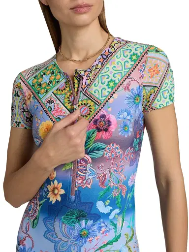 Johnny Was Women's Lilliana Print Rashguard One-Piece Swimsuit - Lilliana - Size Large | Thumbnail 5 Johnny Was Women's Lilliana Print Rashguard One-Piece Swimsuit - Lilliana - Size Large | Thumbnail 5