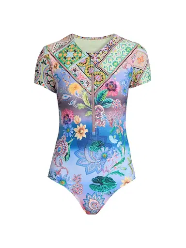 Johnny Was Women's Lilliana Print Rashguard One-Piece Swimsuit - Lilliana - Size Large | Thumbnail 1 Johnny Was Women's Lilliana Print Rashguard One-Piece Swimsuit - Lilliana - Size Large | Thumbnail 1
