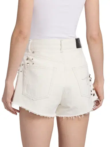 R13 Women's Studded Boyfriend Shorts - Cement White | Thumbnail 5 R13 Women's Studded Boyfriend Shorts - Cement White | Thumbnail 5