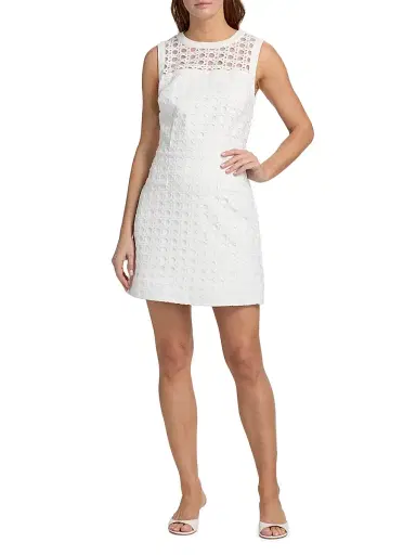 Milly Women's Moira Lattice Lace Minidress - White | Thumbnail 2 Milly Women's Moira Lattice Lace Minidress - White | Thumbnail 2