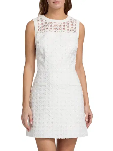 Milly Women's Moira Lattice Lace Minidress - White | Thumbnail 3 Milly Women's Moira Lattice Lace Minidress - White | Thumbnail 3