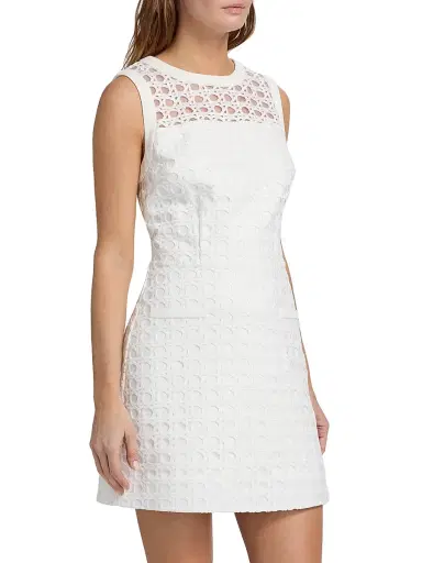 Milly Women's Moira Lattice Lace Minidress - White | Thumbnail 4 Milly Women's Moira Lattice Lace Minidress - White | Thumbnail 4